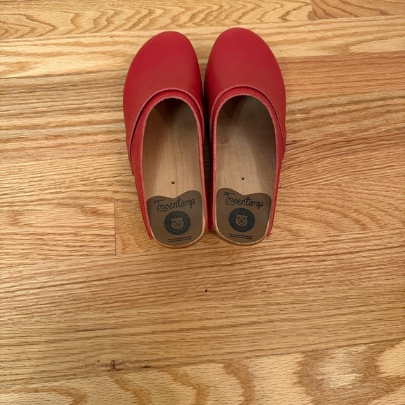 Red Leather Mules with Studded Detail - Picture 4 of 6